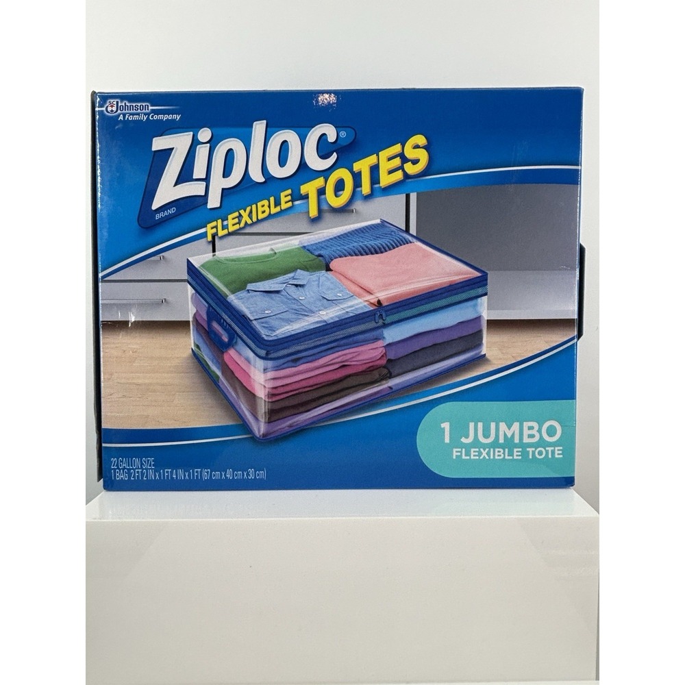 Ziploc Flexible Totes Jumbo XXL 22 Gallon Storage Bag Organization Space Saver